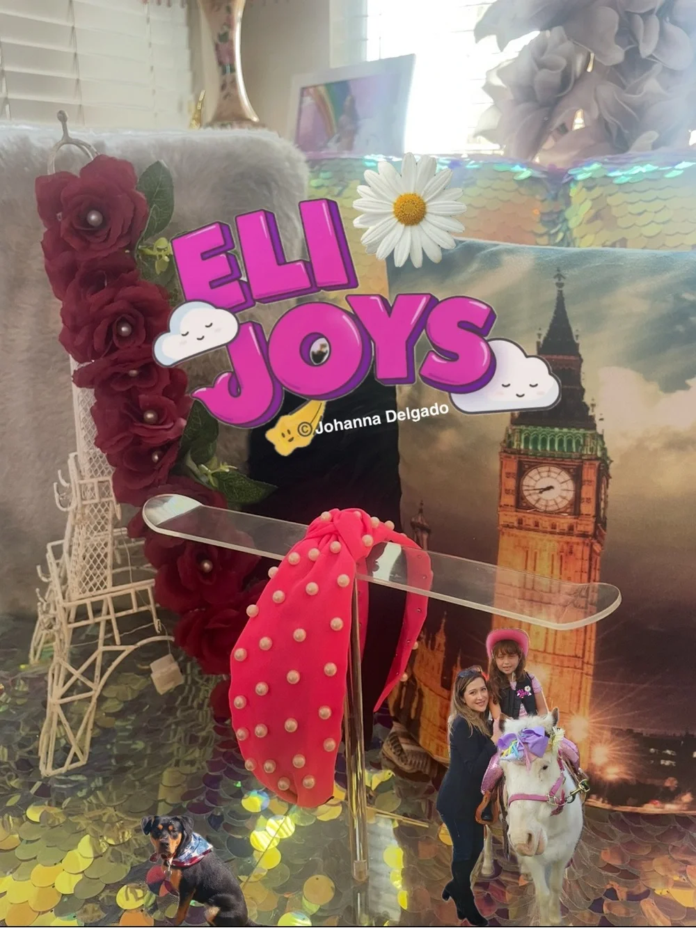 ELIJOYS - pink headband with pearls OS